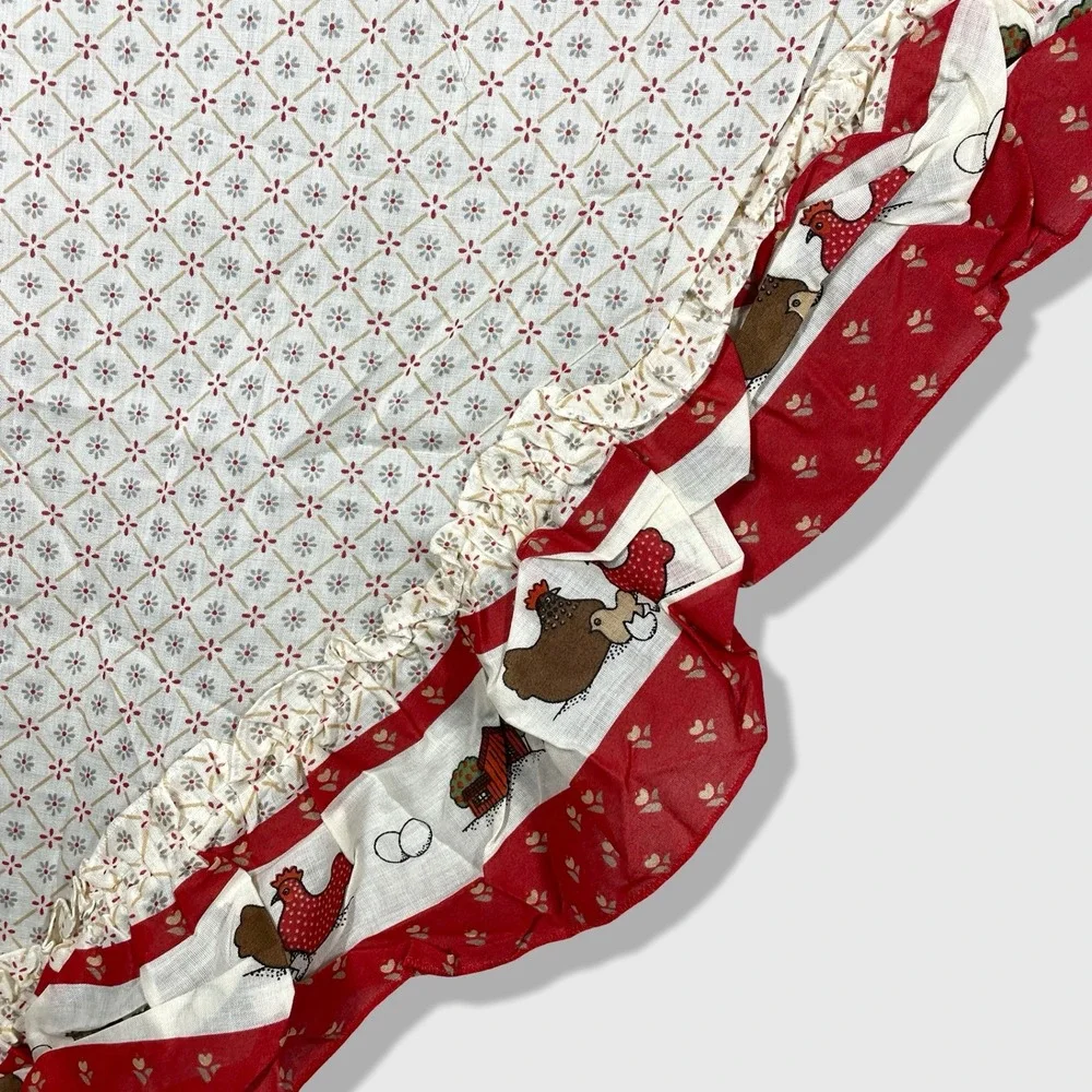 Valance Kitchen Curtains Set of 4 Red White Chicken‎ Farmhouse Country Decor